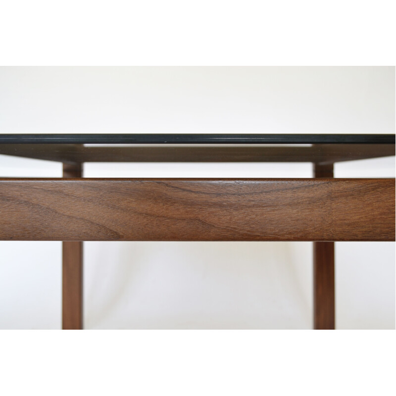 Vintage teak and smoked glass coffee table, Denmark 1960