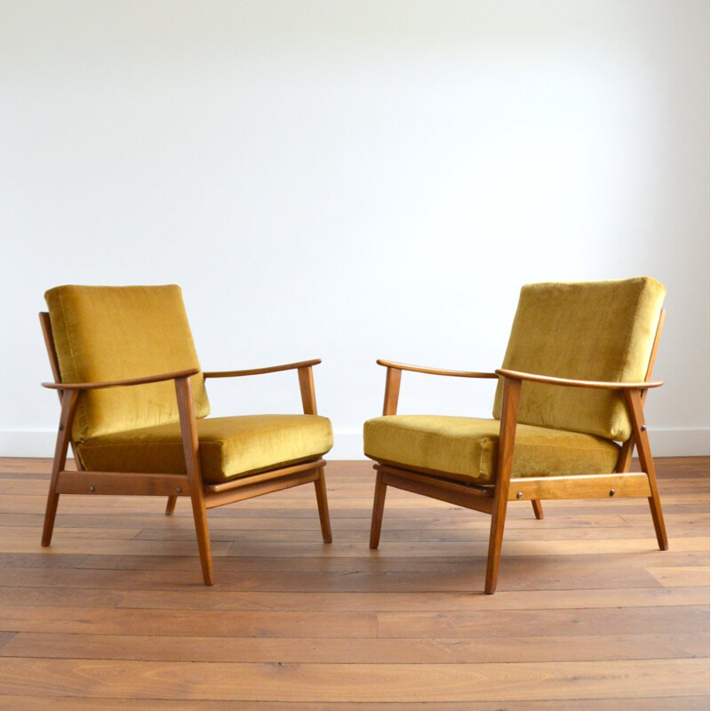 Paire de fauteuils scandinave vinatge en teck, 1960