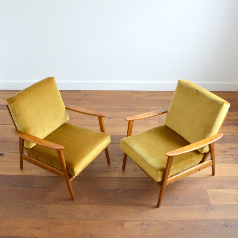 Paire de fauteuils scandinave vinatge en teck, 1960