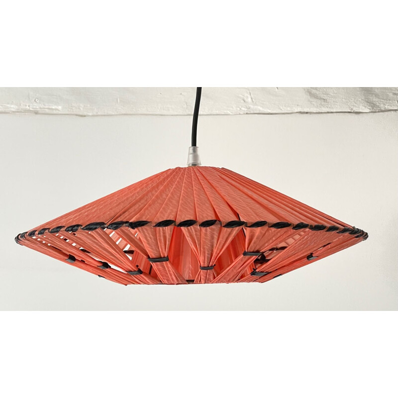 Suspension vintage géométrique orange et noire, 1950