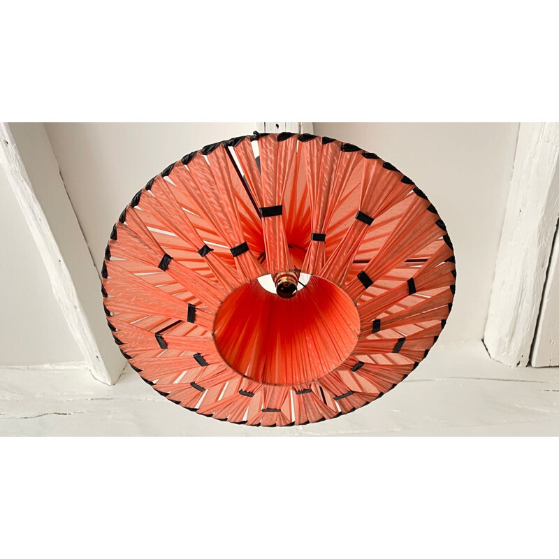 Vintage geometric orange and black pendant lamp, 1950