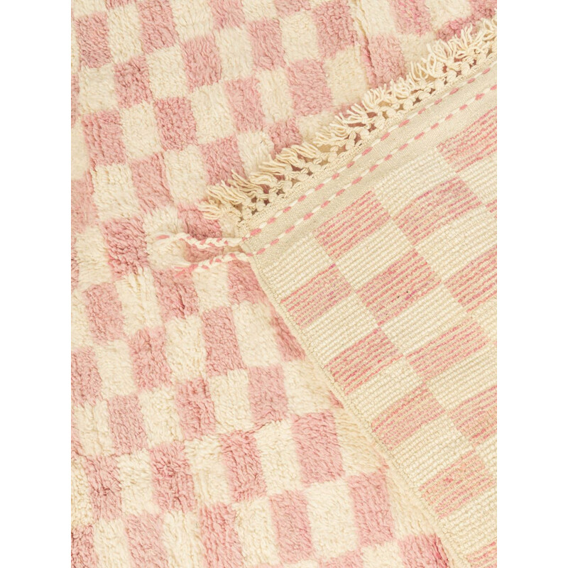 Vintage Pink Chess wool berber rug