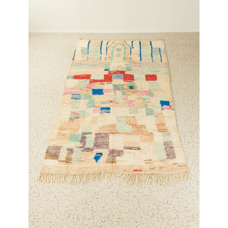 Vintage zomer veld Berber tapijt in wol, Marokko