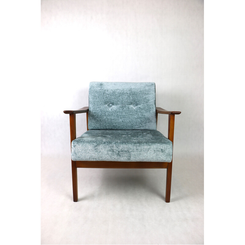 Vintage light blue German armchair, 1980s