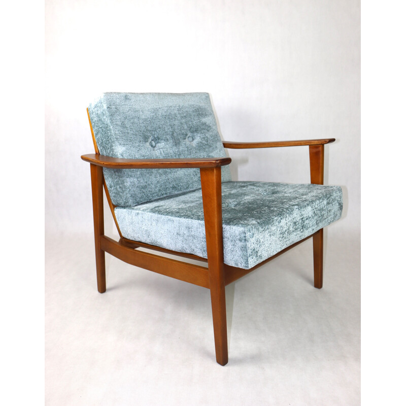 Vintage light blue German armchair, 1980s