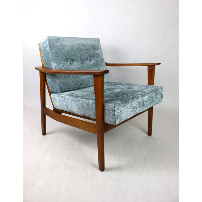 Vintage light blue German armchair, 1980s