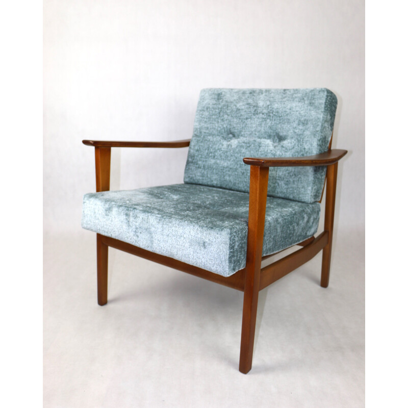 Vintage light blue German armchair, 1980s