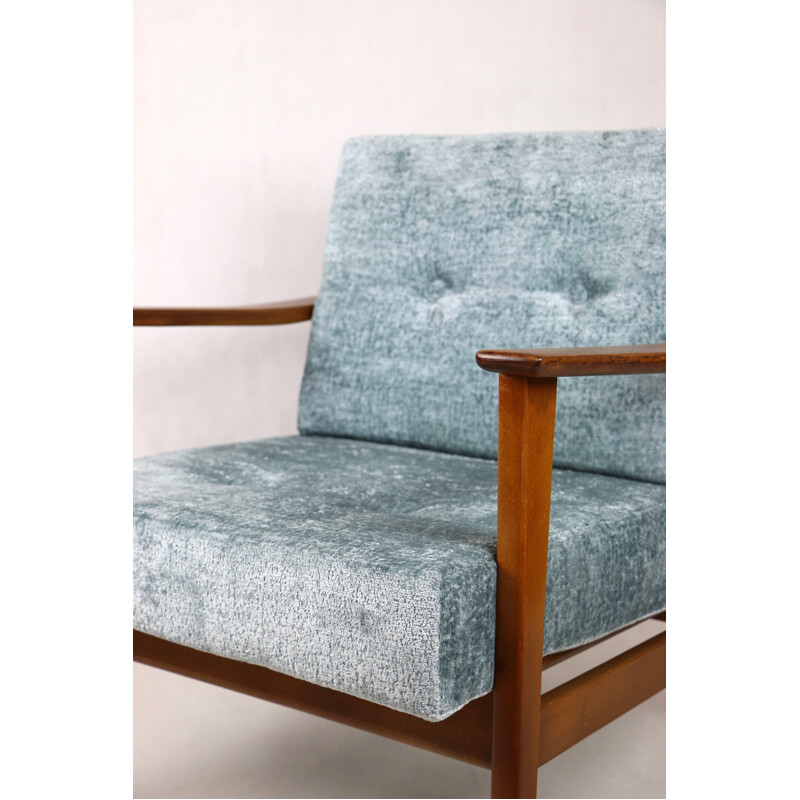 Vintage light blue German armchair, 1980s