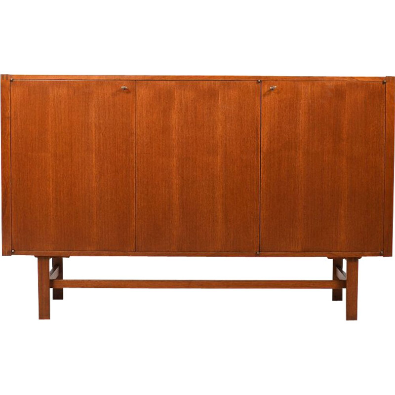 Minimalist vintage teak sideboard with three doors, Denmark 1960