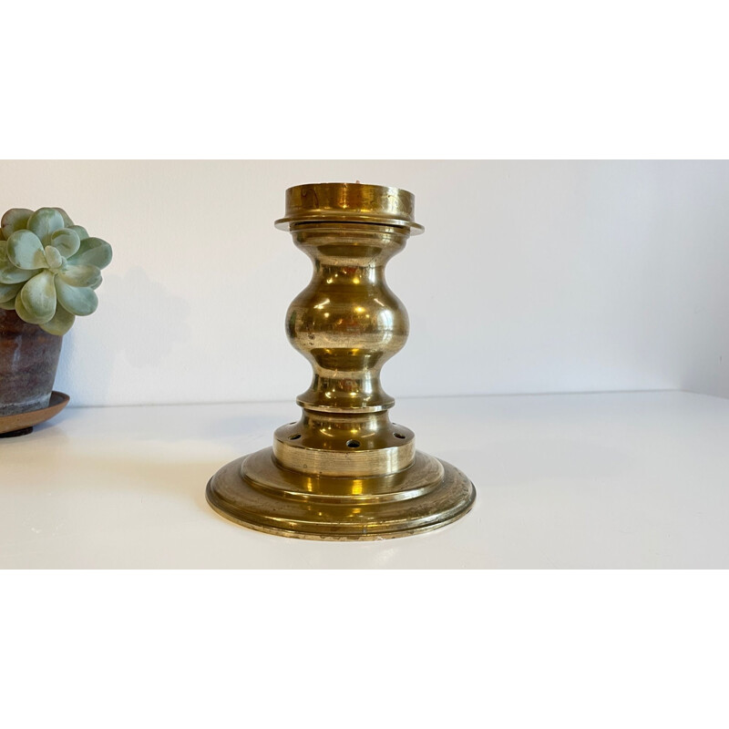Vintage candle holder in solid brass