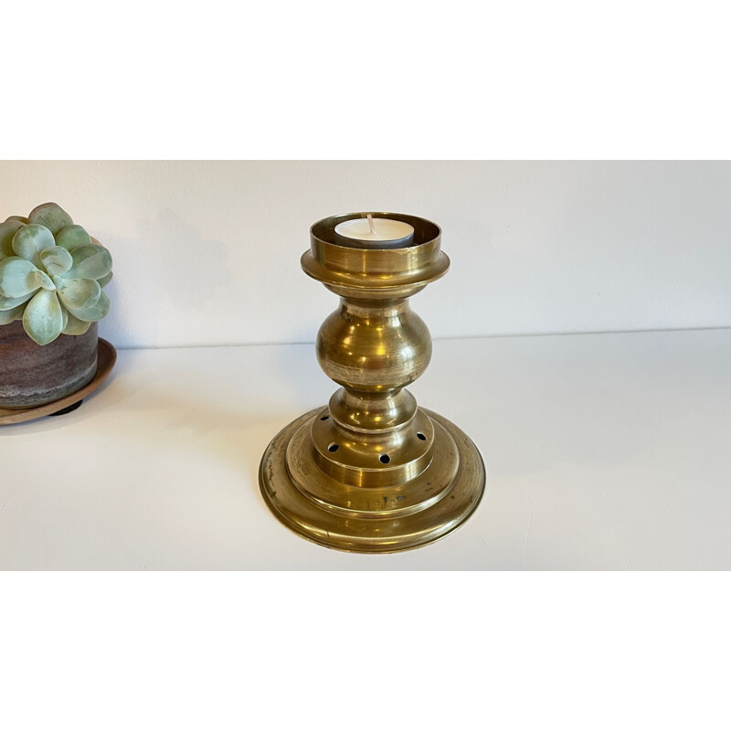 Vintage candle holder in solid brass