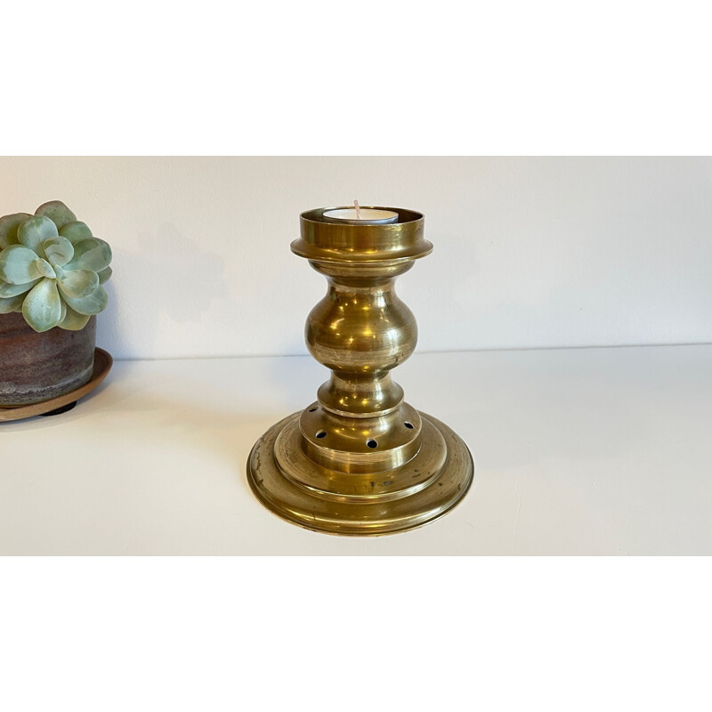 Vintage candle holder in solid brass