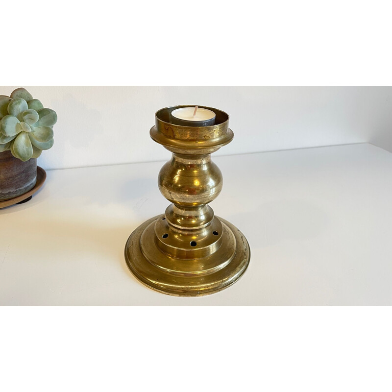 Vintage candle holder in solid brass