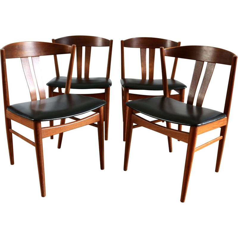 Conjunto de 4 cadeiras de teca escandinavas, 1960