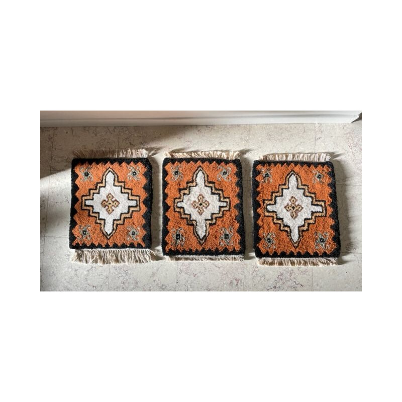 Ensemble de 3 tapis vintage en laine velourés