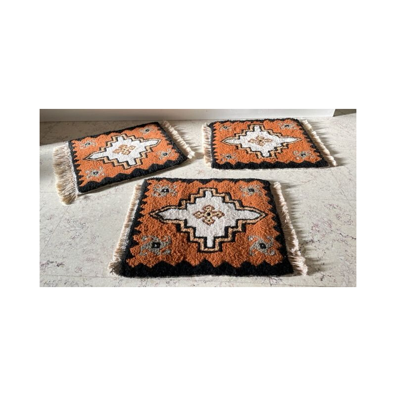 Ensemble de 3 tapis vintage en laine velourés