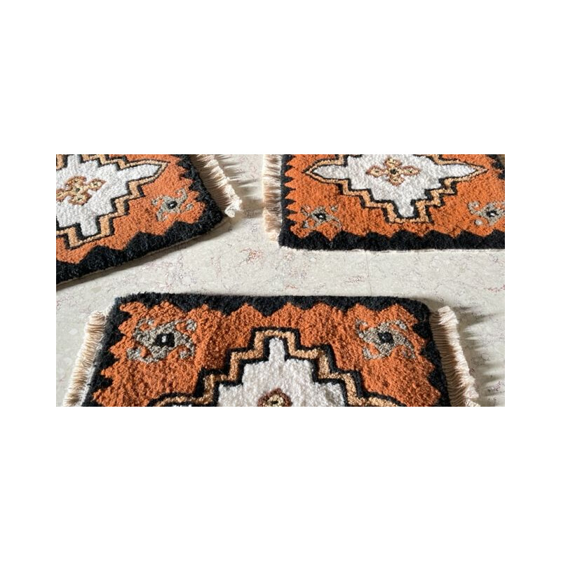Set van 3 vintage wollen tapijten