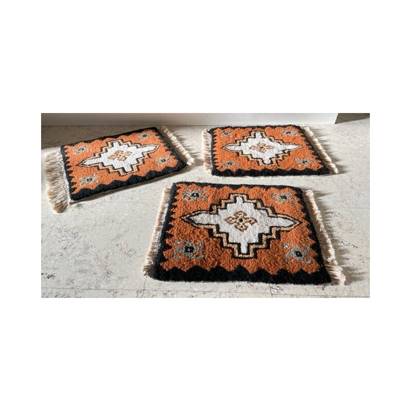 Set van 3 vintage wollen tapijten