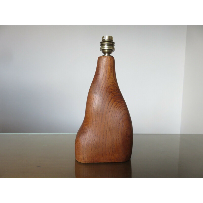 Lampe vintage en bois massif, France 1960-1970
