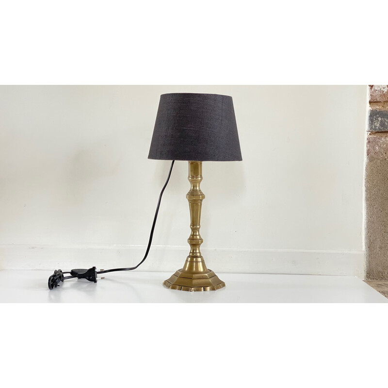 Vintage lamp in solid brass and fabric