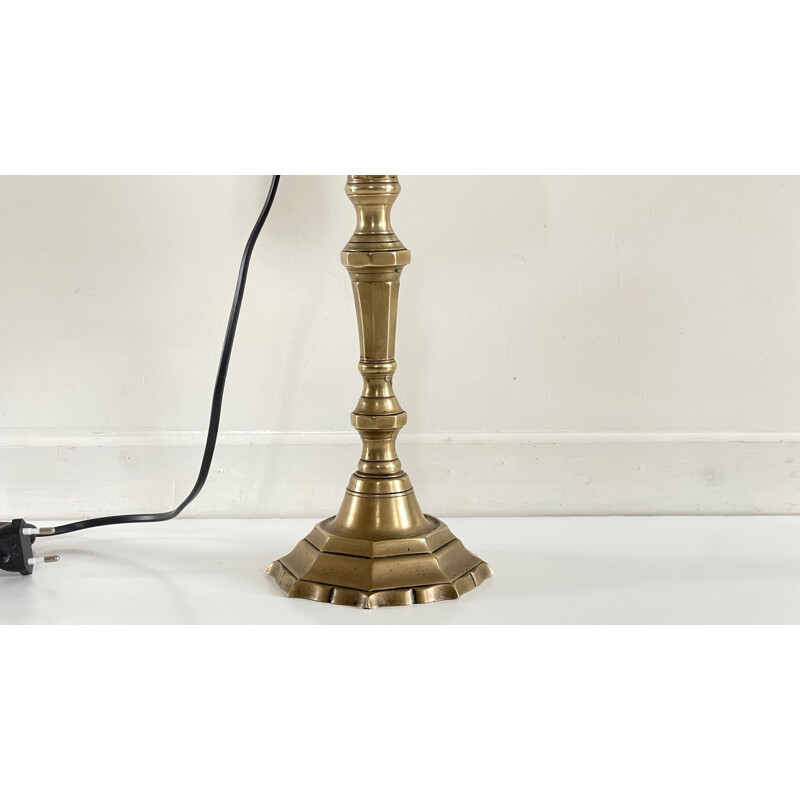Vintage-Lampe aus massivem Messing und Stoff