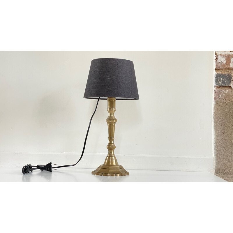 Vintage lamp in massief messing en stof