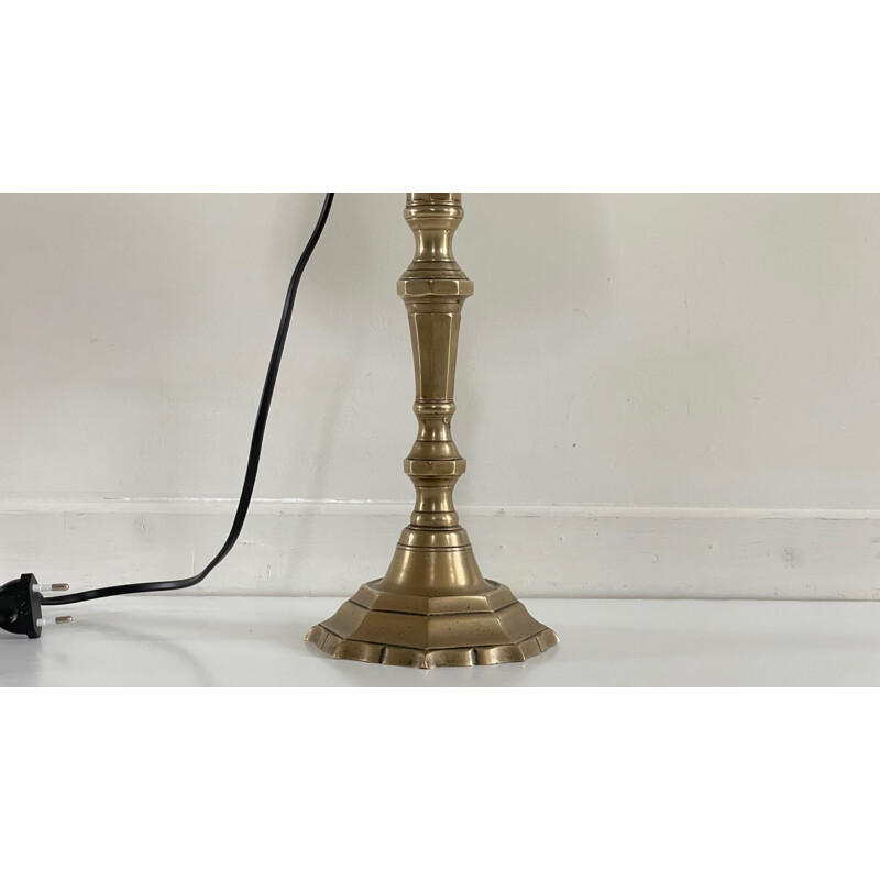 Vintage lamp in solid brass and fabric