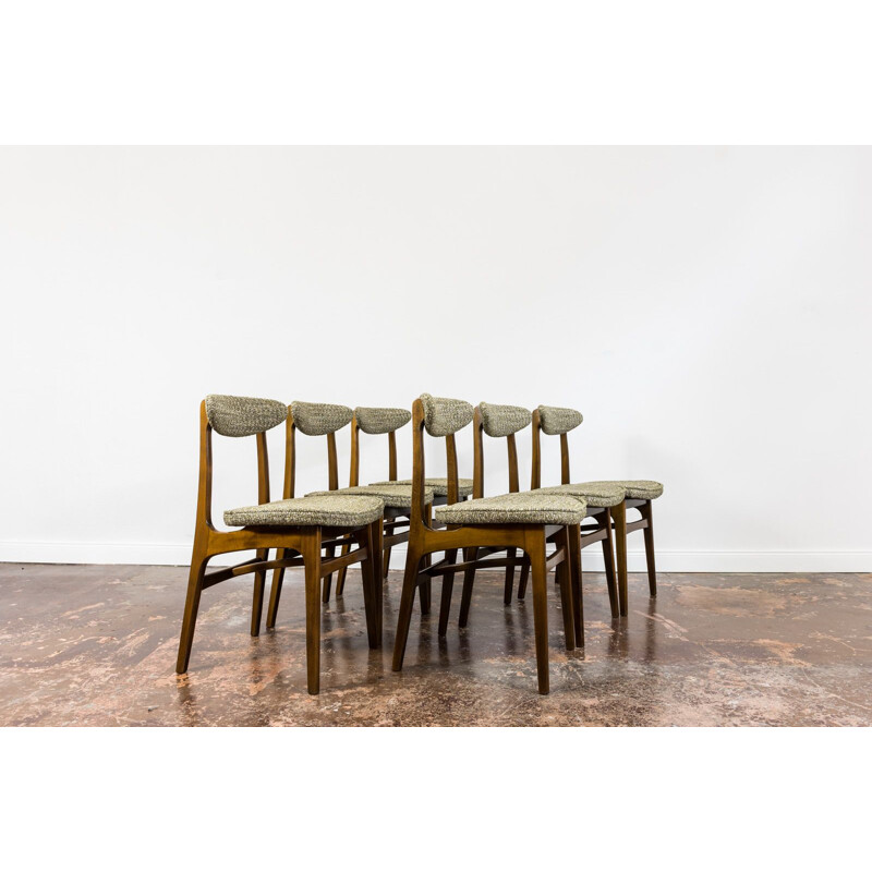 Set of 6 vintage chairs type 200 190 by Rajmund Teofil Hałas, Poland 1960s