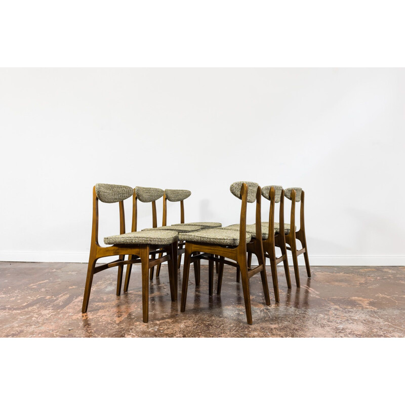 Set of 6 vintage chairs type 200 190 by Rajmund Teofil Hałas, Poland 1960s