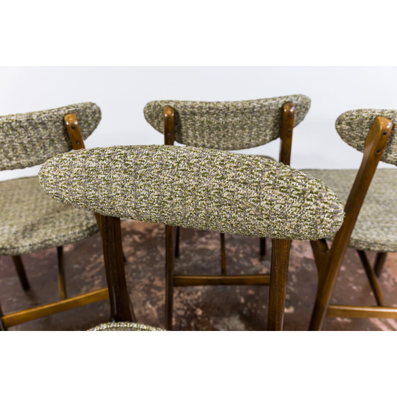 Set of 6 vintage chairs type 200 190 by Rajmund Teofil Hałas, Poland 1960s