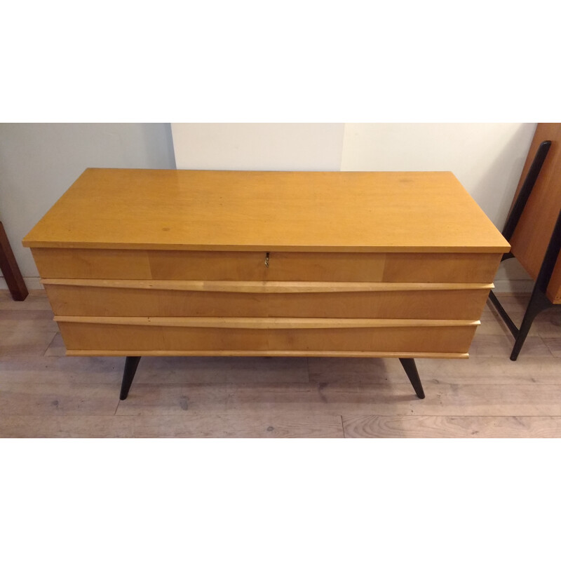 Belgian chest of drawers in light wood - 1950s