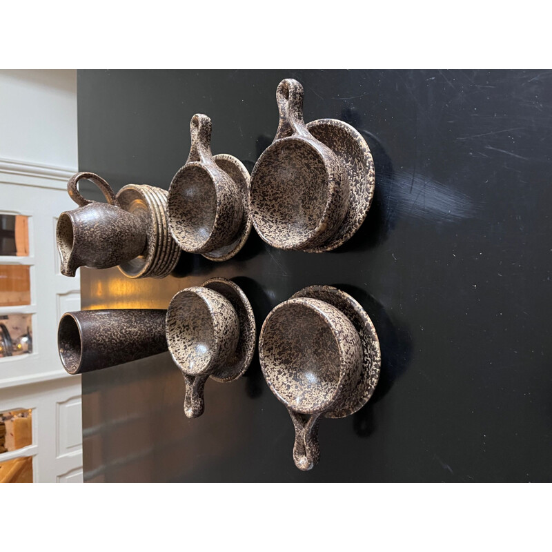 Set of vintage cutlery from the potters of the Salins Abbey, 1970