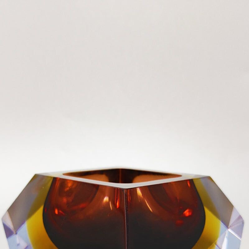 Vintage amber ashtray by Flavio Poli for Seguso, Italy 1960s