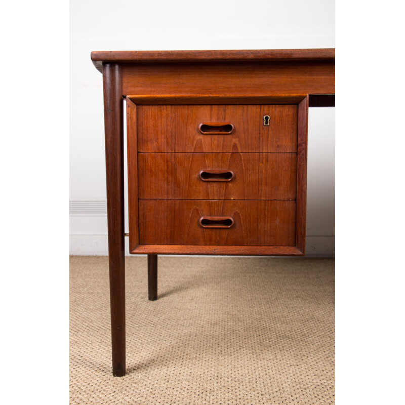 Vintage dubbelzijdig teakhouten bureau van Arne Vodder, 1960