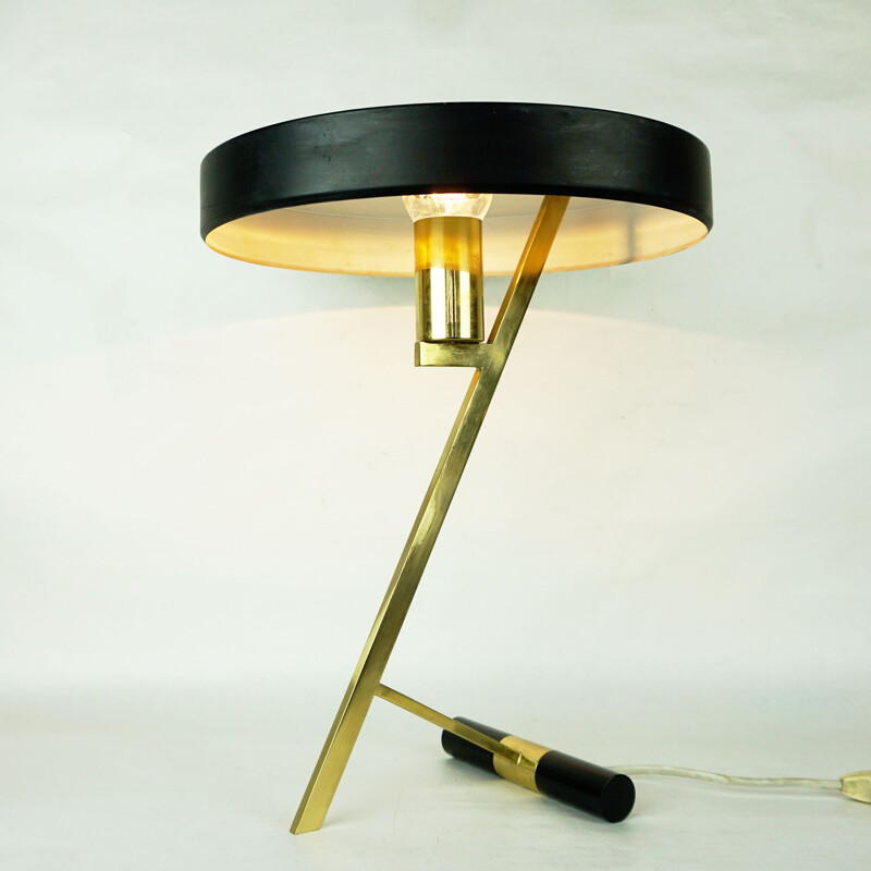 Lampada da tavolo Z vintage in ottone di Louis Kalff per Philips