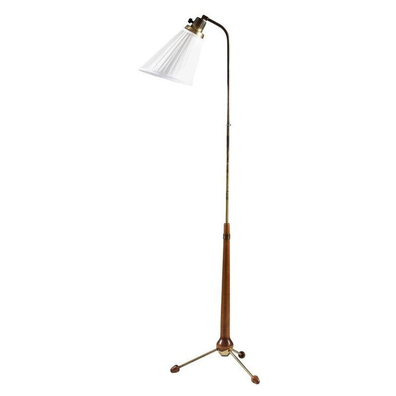 Ateljé Lyktan floor lamp in beech and brass, Hans BERGSTRÖM - 1940s