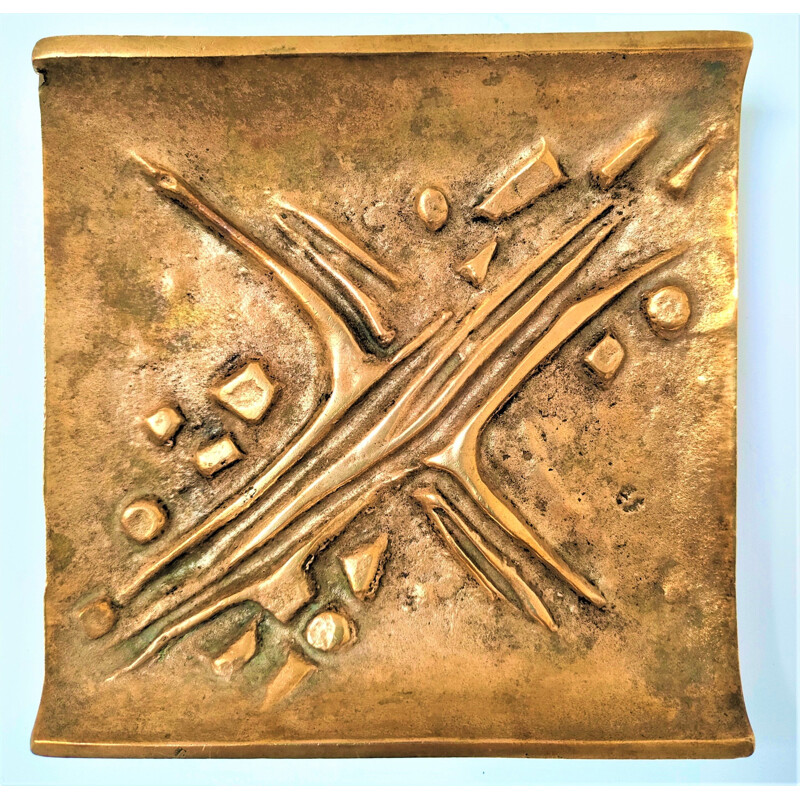 Vintage ashtray in gilt bronze by Alfieri Gardone for Jacques Lauterbach, 1960-1970