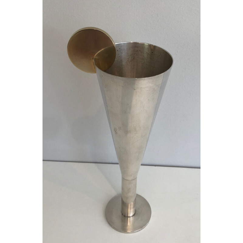 Vintage champagne flute in silver and brass by Padova A.Pozzi, Italy 1950