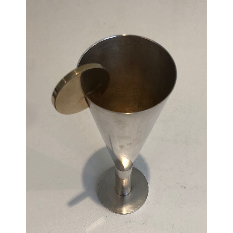 Vintage champagne flute in silver and brass by Padova A.Pozzi, Italy 1950