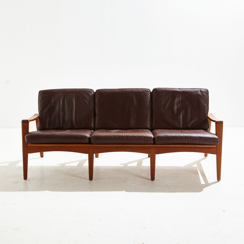 Danish vintage leather sofa by Arne Wahl Iversen for Komfort, 1950