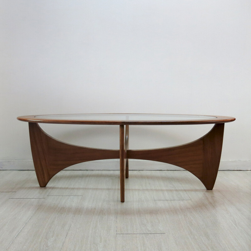 Oval "Astro" coffee table in teak and glass, Victor WILKINS - 1960s