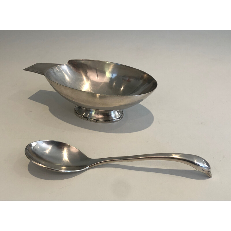 Vintage-Sauciere in Form eines Schwans aus versilbertem Metall von Christian Fjerdingstadt für Gallia, Frankreich 1930