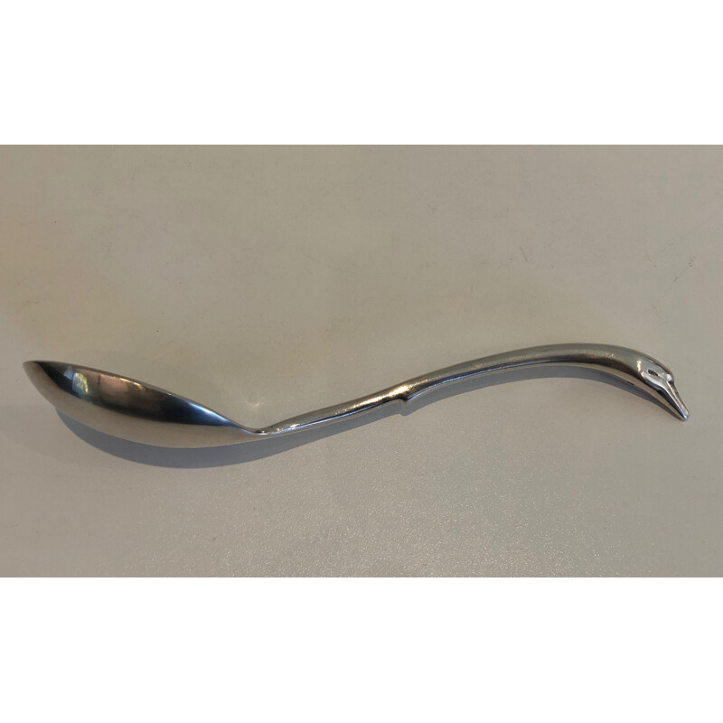 Vintage silver plated swan-shaped gravy boat by Christian Fjerdingstadt for Gallia, France 1930