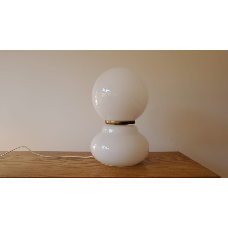 Vintage milk glass table lamp, 1970