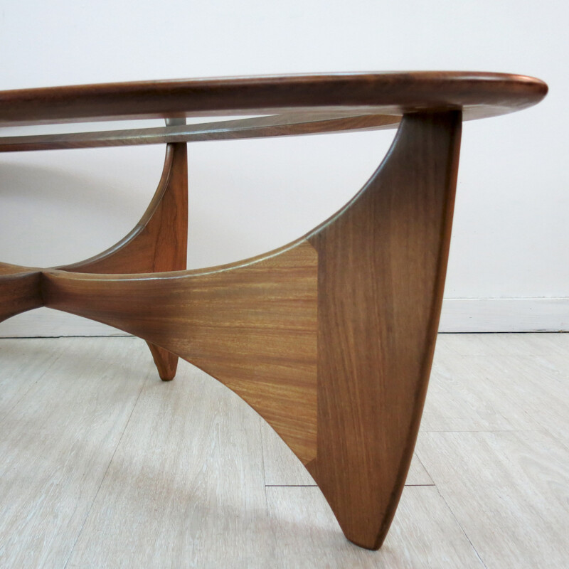 Oval "Astro" coffee table in teak and glass, Victor WILKINS - 1960s