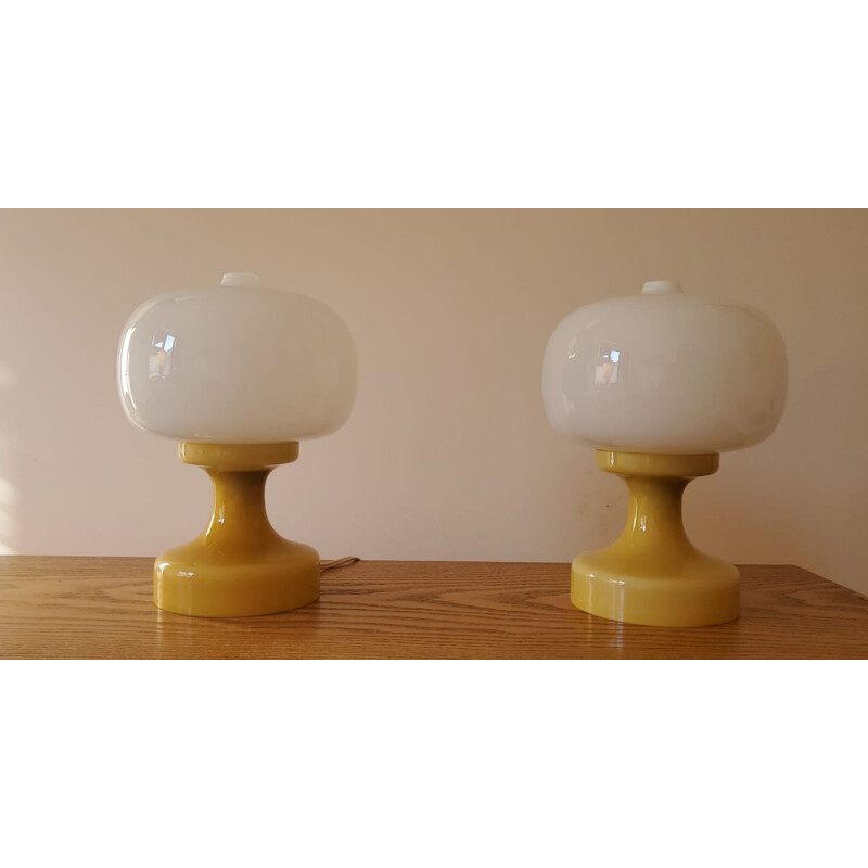 Pair of vintage glass table lamps, 1970s