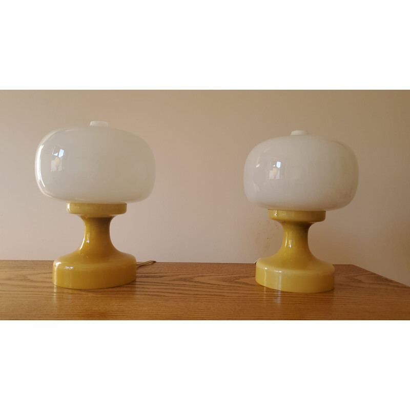 Paire de lampes de table vintage en verre, 1970