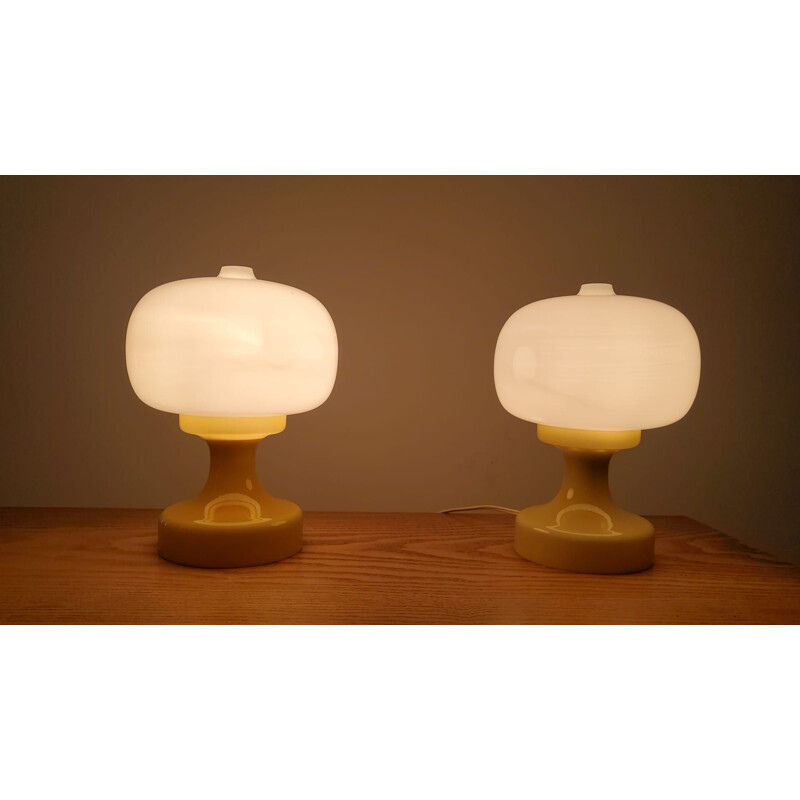 Paar vintage glazen tafellampen, 1970