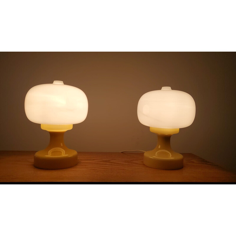 Pair of vintage glass table lamps, 1970s