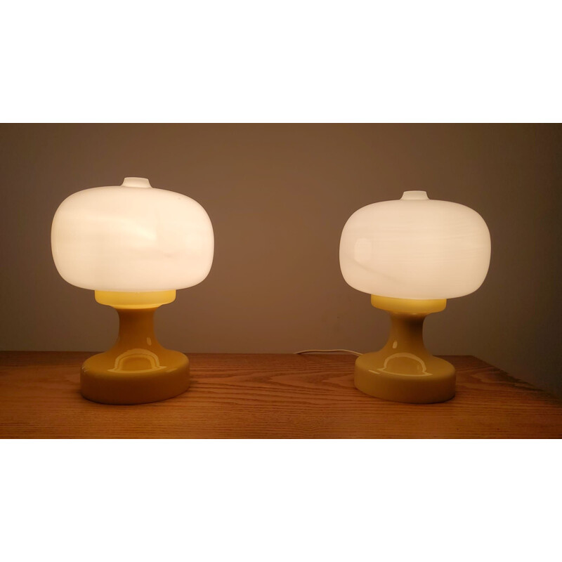 Pair of vintage glass table lamps, 1970s
